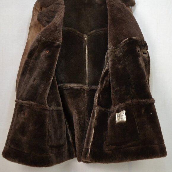 Vintage  western Sheepskin  chunky Leather Men's Winter Jacket Coat - Picture 5 of 7